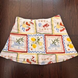 Abercrombie & Fitch A-Line Skirt with Lemon and Palm Print